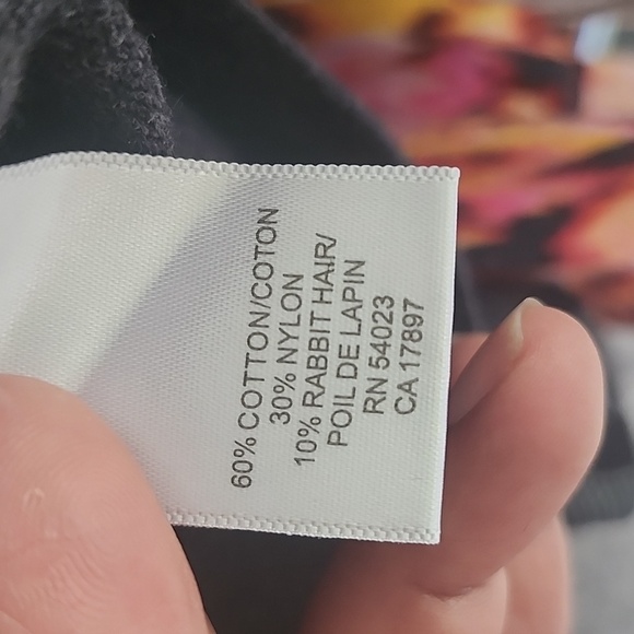 Banana Republic Charcoal Long Sleeve Dress Midi 60% Cotton 10% Rabbit Hair - Picture 9 of 9